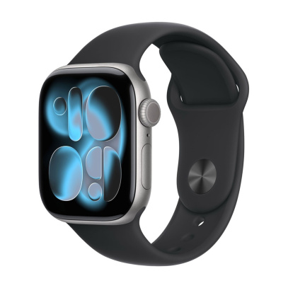 Apple Watch Series 11, 46 мм корпус из алюминия цвета «Space Gray», ремешок Sport Band размера M/L цвета «Black»