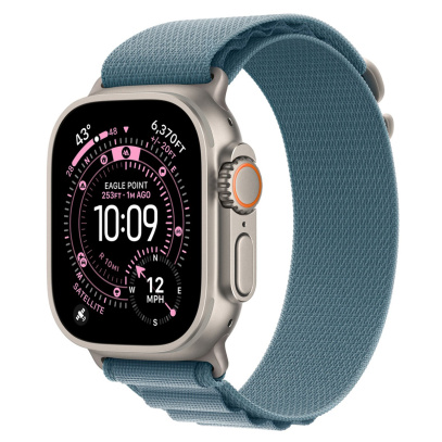 Apple Watch Ultra 3 (2025), 49 мм корпус из титана цвета «Natural», ремешок Alpine Loop размера M цвета «Light Blue»