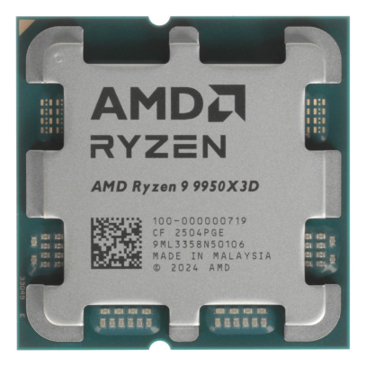 Процессор AMD Ryzen 9 9950X3D, 4.30 ГГц (Turbo 5.70 ГГц), AM5, OEM (100-000000719)
