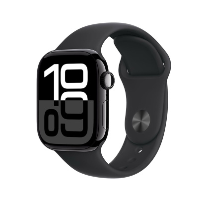Apple Watch Series 10, 42 мм корпус из алюминия цвета «Jet Black», ремешок Sport Band размера M/L цвета «Black»