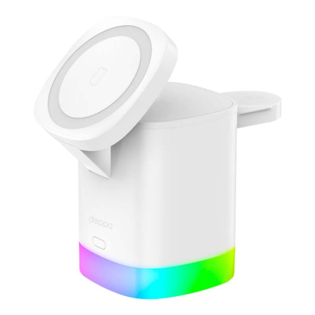 Беспроводная зарядная станция Deppa 3в1 MagSafe Tower Stand Q складная (23159) White, белый