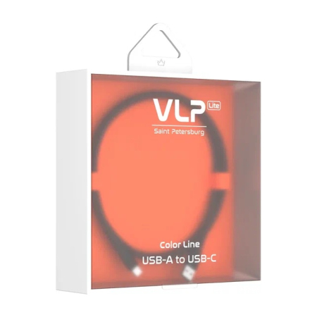 Дата-кабель VLP LITE Color Line USB-C, 60W, 1 м Чёрный