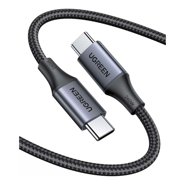 Кабель UGREEN US535 (90440) Type-C - Type-C 240WPD Fast Charging 2м Space Gray, серый