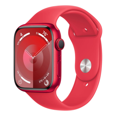 Apple Watch Series 9, 45 мм корпус из алюминия цвета (PRODUCT)RED™, ремешок Sport Band размера M/L цвета «Red»