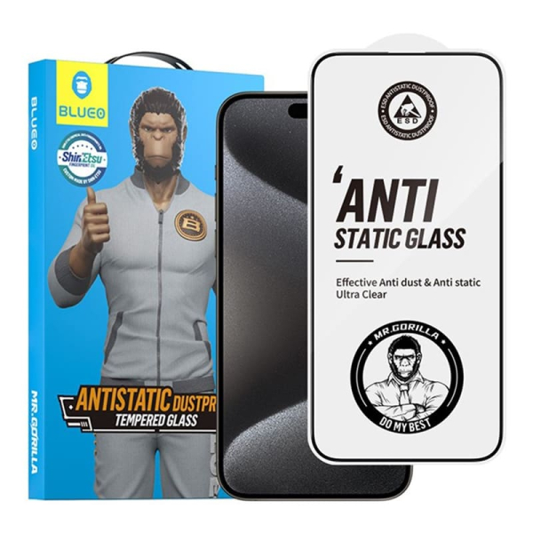 Защитное стекло для Samsung Galaxy A35/A55 BlueO Silk Full cover Anti-Static (с рамкой, антистатик) Black, черный