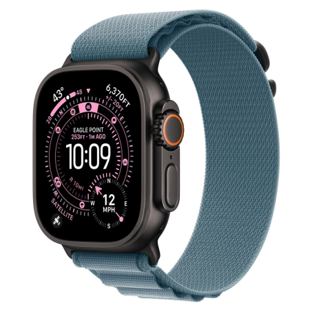 Apple Watch Ultra 3 (2025), 49 мм корпус из титана цвета «Black», ремешок Alpine Loop размера L цвета «Light Blue»