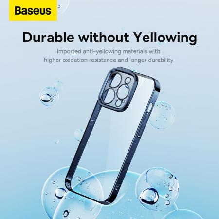 Чехол Baseus для iPhone 14 Pro Glitter PC case +Tempered glass (ARMC021303) Синий