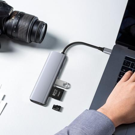 USB Хаб WiWU Alpha 731 HC 7в1 Type C на 3xUSB 3.0+HDMI 4K+Type C PD 100 Вт+SD/TF (A731HC) Серый