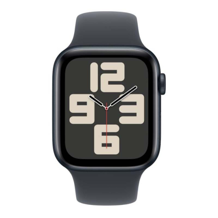 Apple Watch SE (2024), 44 мм корпус из алюминия цвета «Midnight», ремешок Sport Band размера S/M цвета «Midnight»