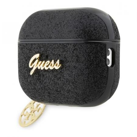 Чехол для Airpods Pro 2 Guess Glitter flakes Metal logo with Heart charm (GUAP2GLGSHK) Черный