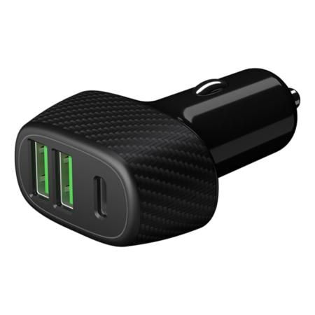 Автомобильное зарядное устройство Deppa 2 USB QC 3.0, USB-C PD, 42 Вт (11296) Черный